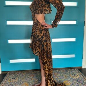 Leopard high low dress